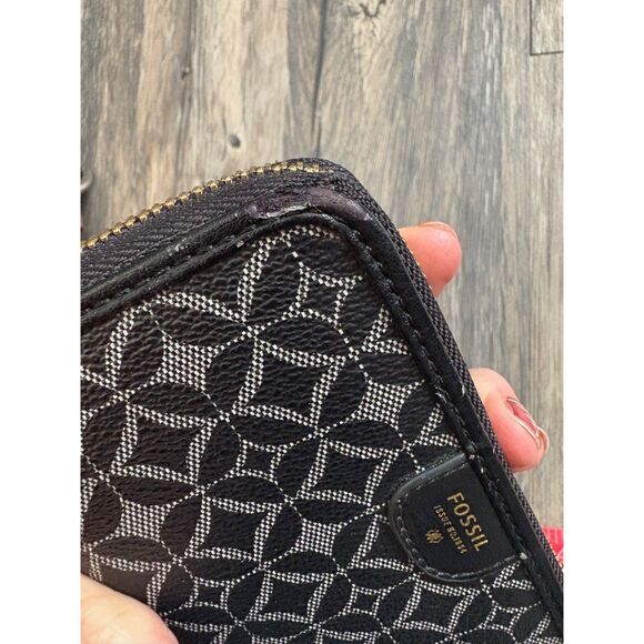 Fossil Key-Per Fabric Quilted Crossbody Bag Black Brown & Wallet - Picture 14 of 14